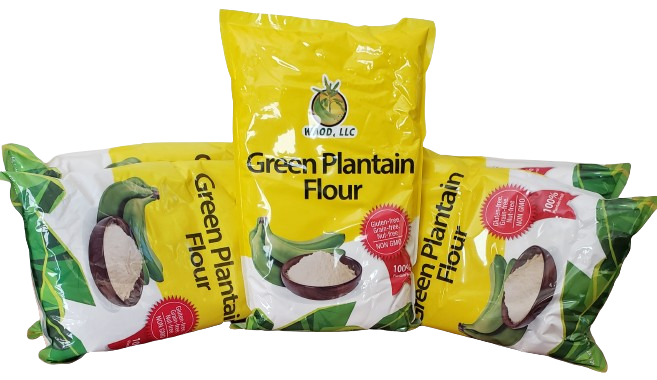 WAOD 100% Green Plantain Flour 5-Ib Bags.