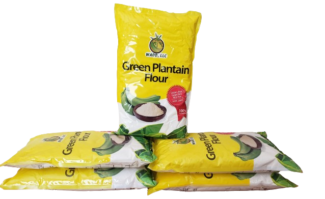 WAOD 100% Green Plantain Flour 5-Ib Bags.